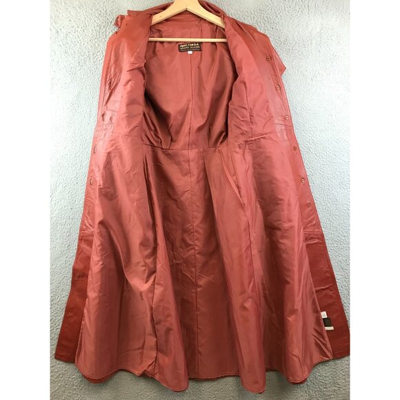 Vintage 70s Genuine Leather Trench Coat With Hood size 7 - Picture 4 of 13